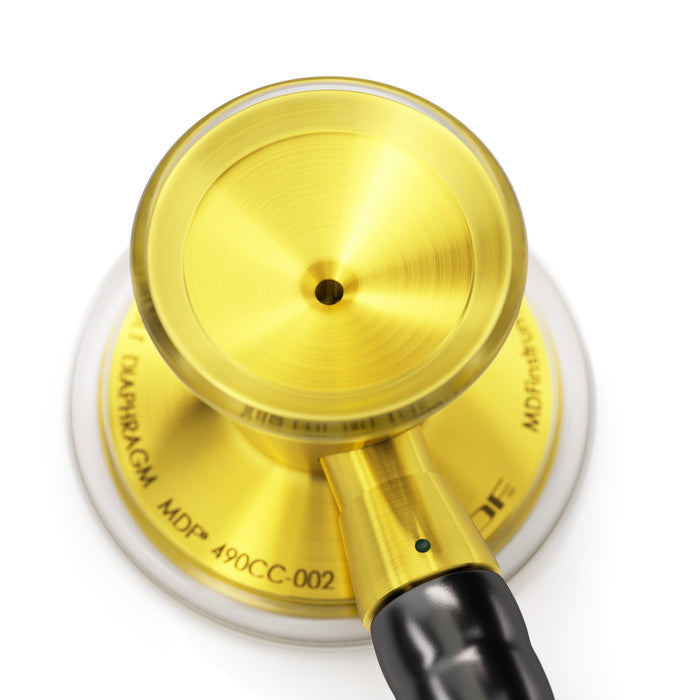 Stethoscope MDF Instruments ProCardial Titanium Cardiology Black and Gold Custom Stethoscope Engraving
