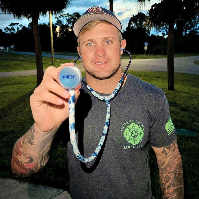 Blue Stethoscope for Medical Professionals MDF Instruments ProCardial Titanium Cardiology Mprint Tie Dye Print Woodstock Capridium