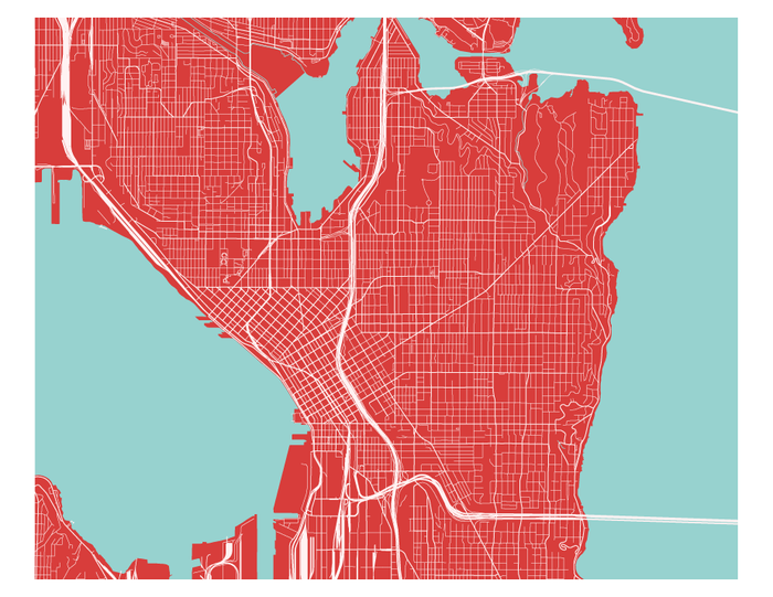 Seattle Map Print - Any Color You Like