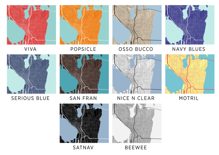 Seattle Map Print - Any Color You Like
