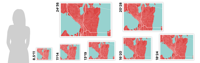 Seattle Map Print - Any Color You Like