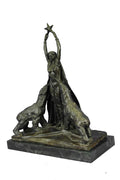 Signed Ernst Seger Woman Goddess with Two Polar Bear Bronze Figurine Sculpture