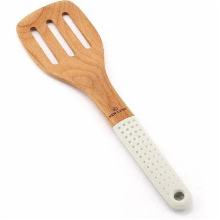 Silicone Serving Spoon Set – Wooden Handle with Grip