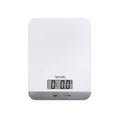 Slim white digital kitchen scale with LCD display showing 0.00 lb