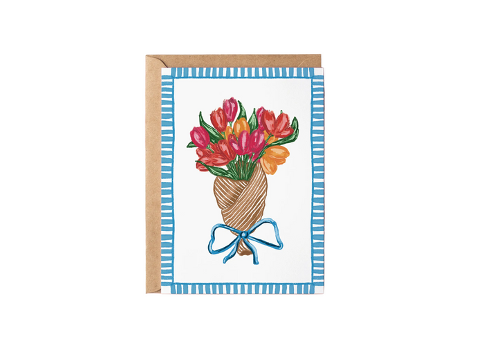 Spring Tulips in Brown Paper Floral Greeting Card