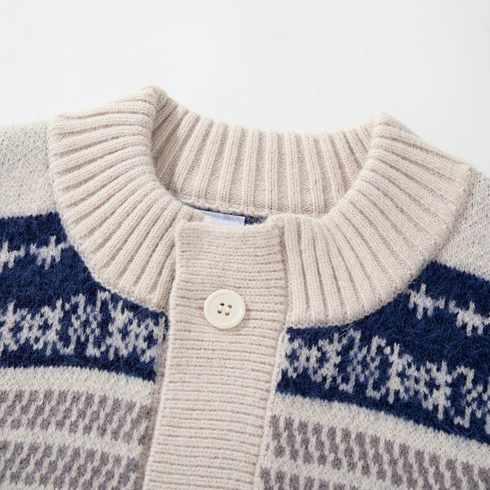 Striped Jacquard Knit Cardigan Sweater – Relaxed Fit Men's Button-Up