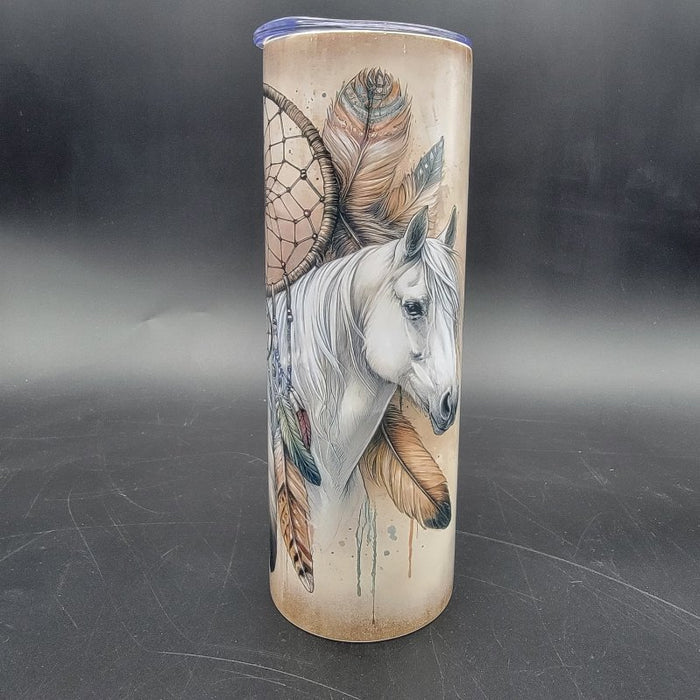 Sublimated 20oz Tumbler - White Horse Dreams