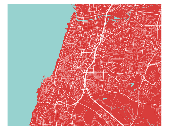 Tel Aviv Map Print - Choose your color