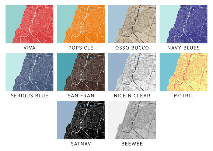 Tel Aviv Map Print - Choose your color