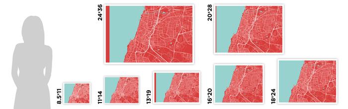 Tel Aviv Map Print - Choose your color