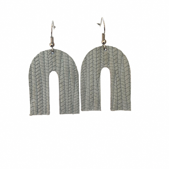 The Mary: Grey Palm Leather Earrings