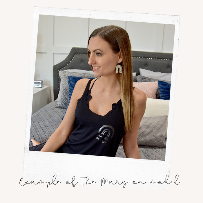 The Mary: Grey Palm Leather Earrings