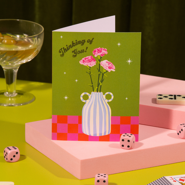 Thinking of You! Flowers in Vase Card