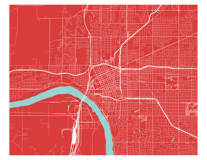 Tulsa Map Print - Choose your color