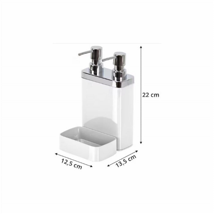 Twin Pump Soap Dispenser with Sponge Holder for Kitchen Sink