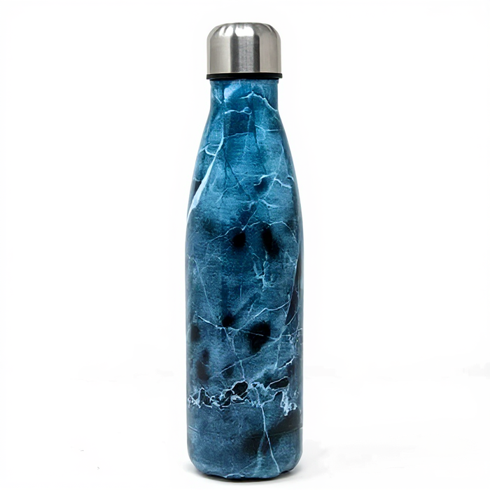 water bottle contents and components flat lay