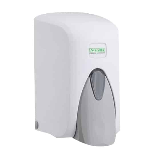 Vialli soap dispenser contents and components flat lay