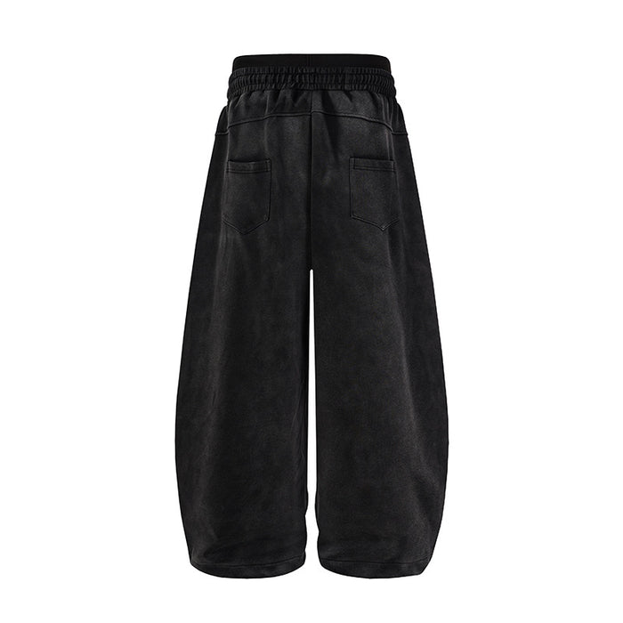 Wide Leg Sweatpants Acid Wash Double Waistband Baggy Fit with '98 Graphic