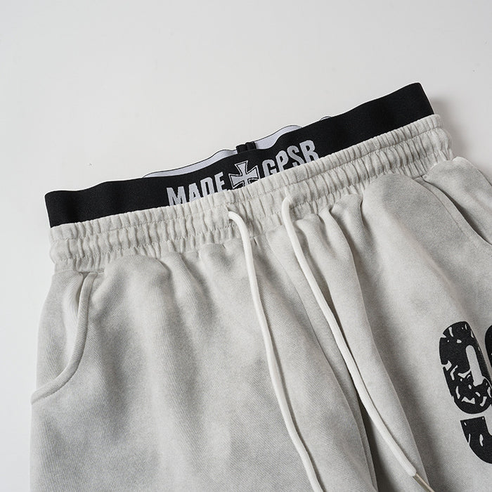 Wide Leg Sweatpants Acid Wash Double Waistband Baggy Fit with '98 Graphic