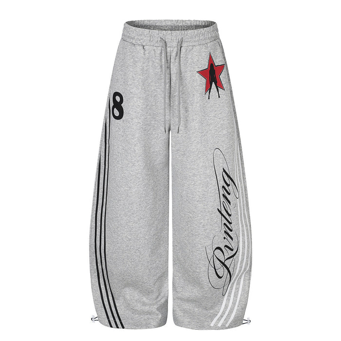 Wide-Leg Sweatpants with Star Graphic & Triple Stripe Detail