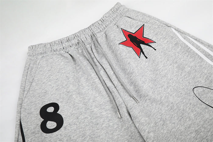 Wide-Leg Sweatpants with Star Graphic & Triple Stripe Detail