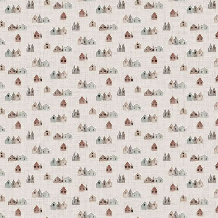 Winter Dreams 90842-14 Houses Taupe for FIGO Fabrics