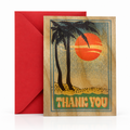 Wood Folding Card - Sunset Palm Thank You