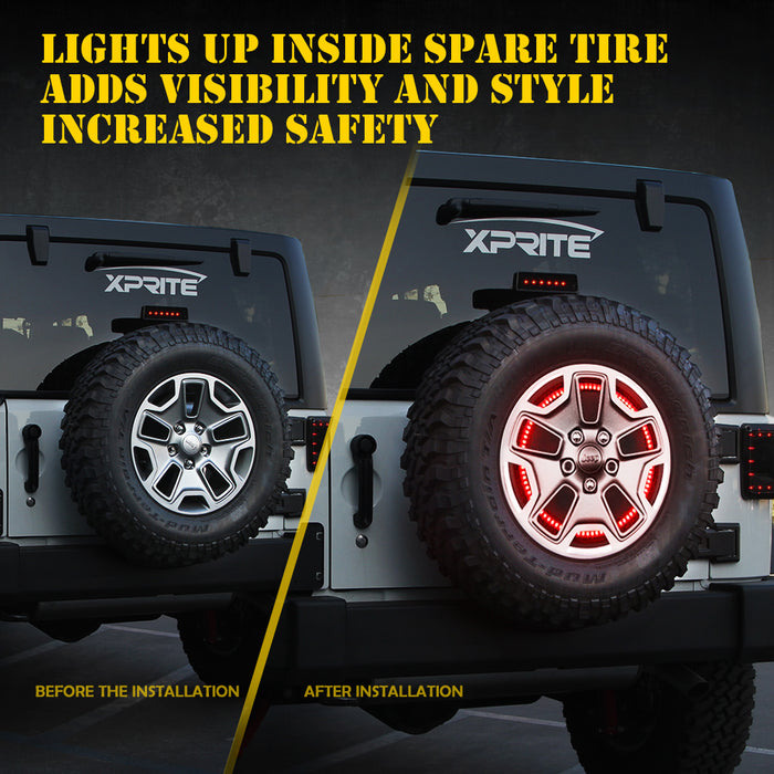 Xprite 14" Dual Ring Spare Tire Brake Light for Jeep Wrangler JK & JL | Typhoon Series