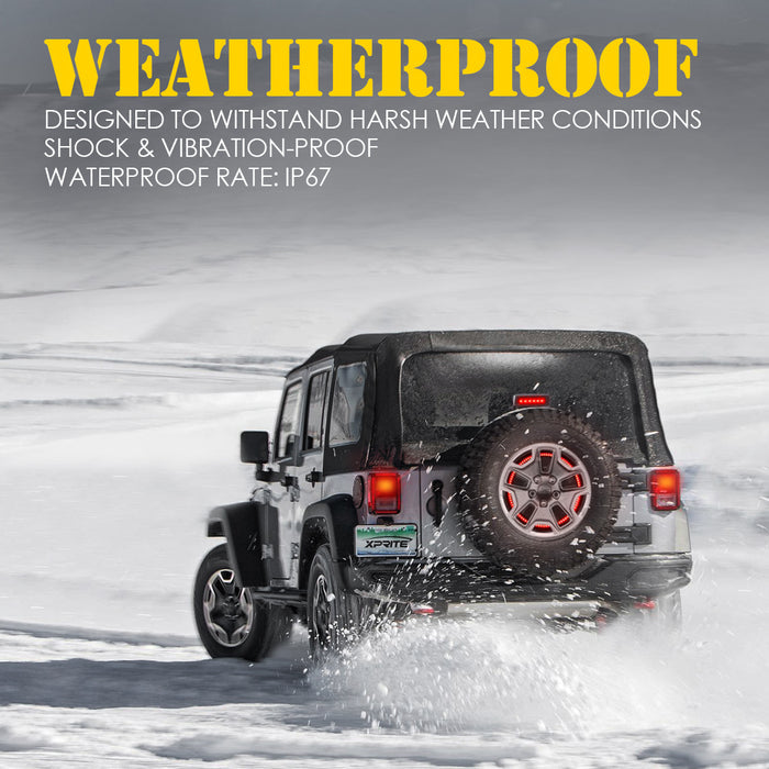 Xprite 14" Dual Ring Spare Tire Brake Light for Jeep Wrangler JK & JL | Typhoon Series
