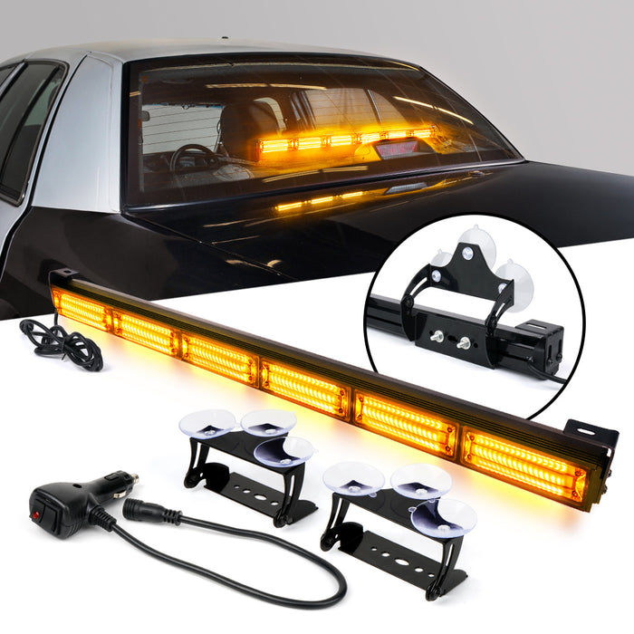 Xprite 27" G2 Vigilante Series 30W Traffic Advisor COB LED Strobe Light Bar with Suction Cup Brackets