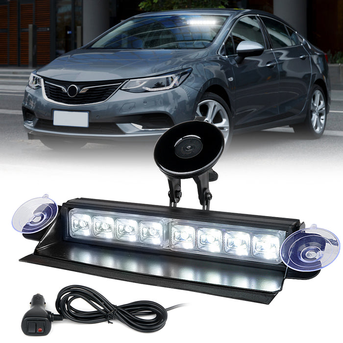 Xprite  8" Windshield LED Strobe Lights  – 12V Dash Emergency Warning Light Bar Suction Cup Mount