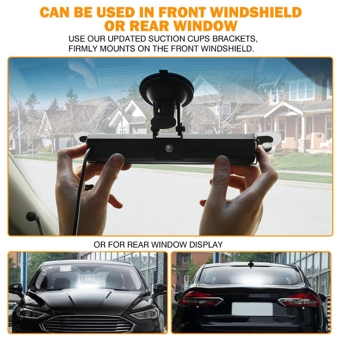 Xprite  8" Windshield LED Strobe Lights  – 12V Dash Emergency Warning Light Bar Suction Cup Mount