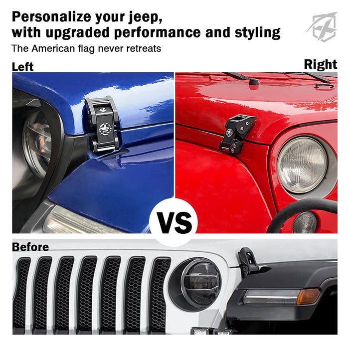 Comparison of a blue and red Jeep with upgraded performance and styling features.