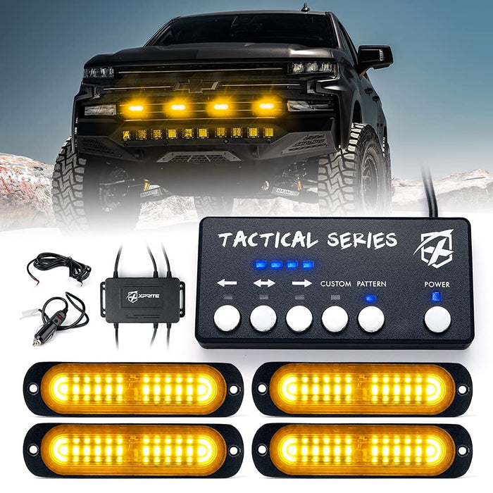 Xprite LED Grille Surface Mount Strobe Lights Set of 4