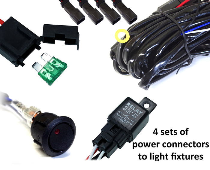 Xprite LED Light Wiring Harness with 40 Amp Relay and ON/OFF Switch