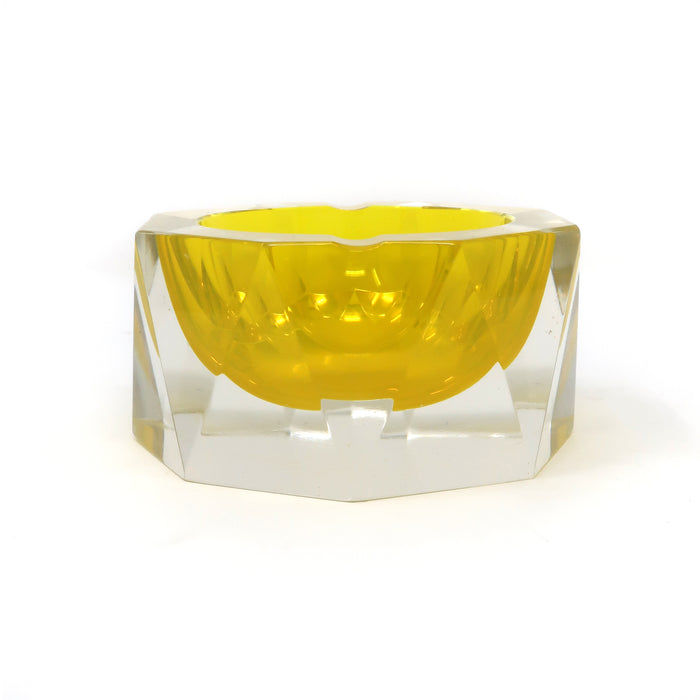 Yellow Mandruzzato Faceted Sommerso Ashtray